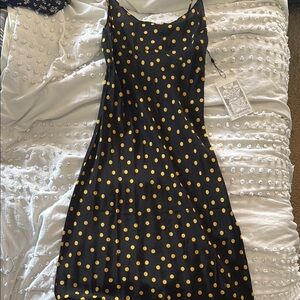Realisation Par Black and Yellow Polka Dot Midi Dress